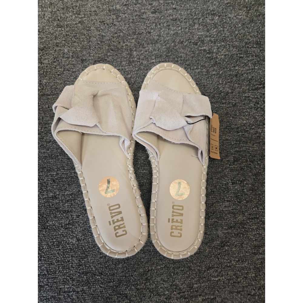 NEW Crevo Sandals Womens 7 Lucy Slip On Espadrille Flats Slide Beige Suede